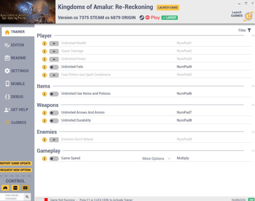 Kingdoms Of Amalur: Re-Reckoning Trainer